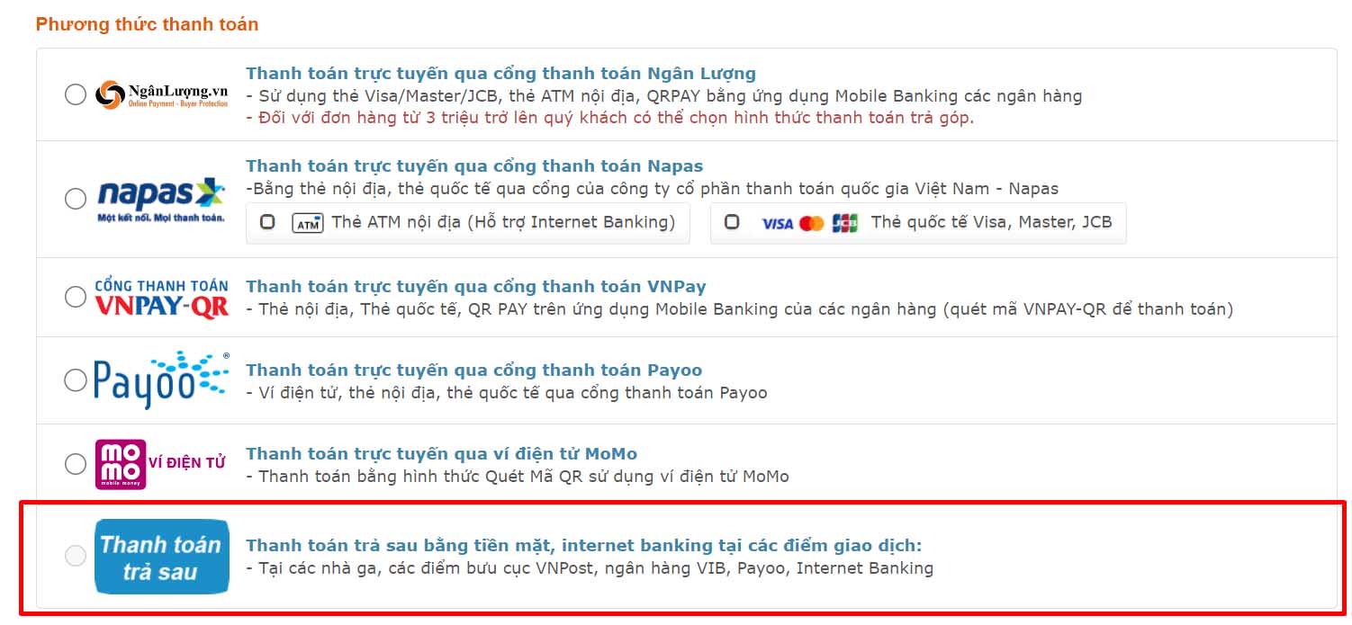 thanh toán vé tàu