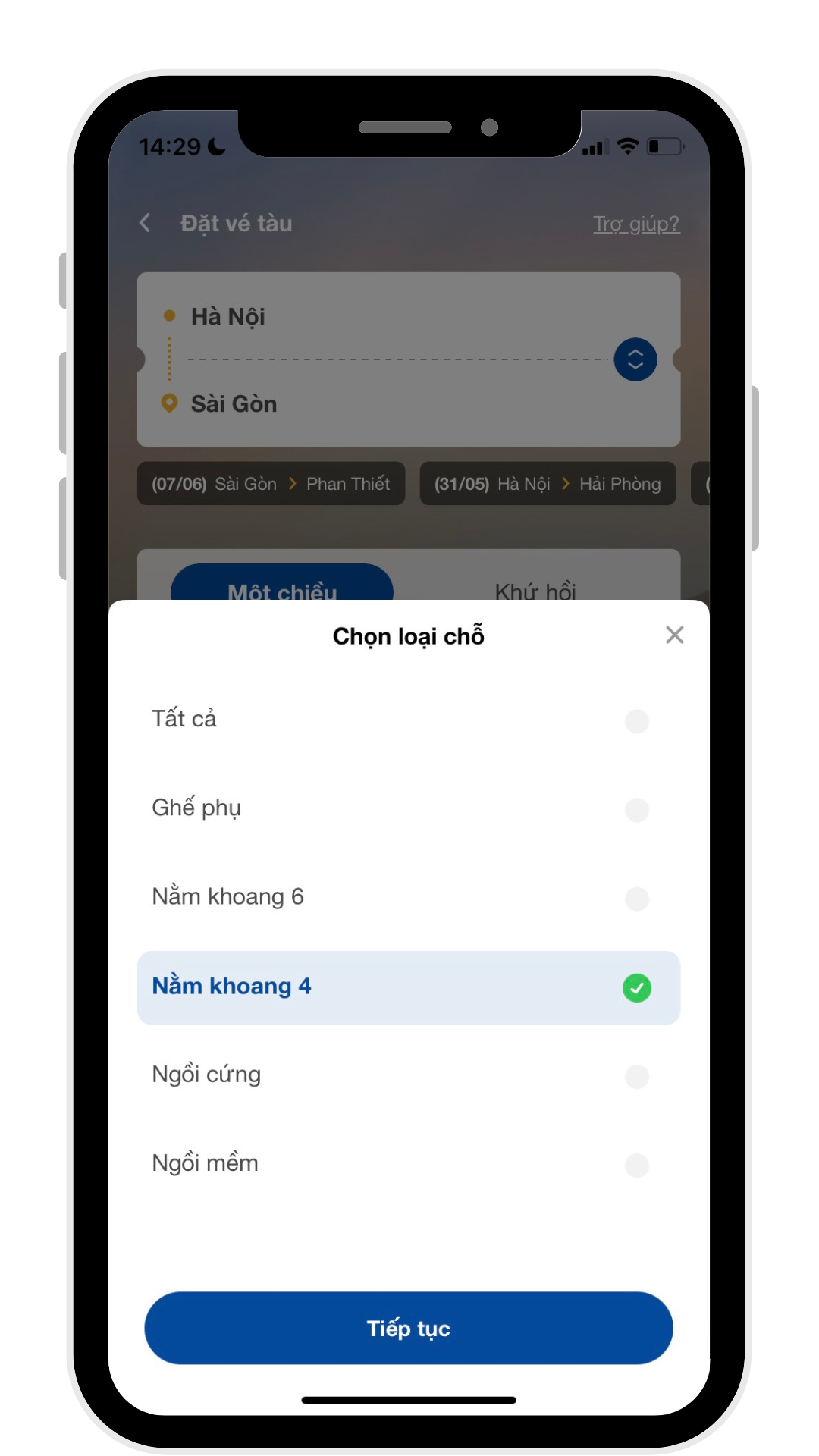 giá vé tàu khoang 4 giường