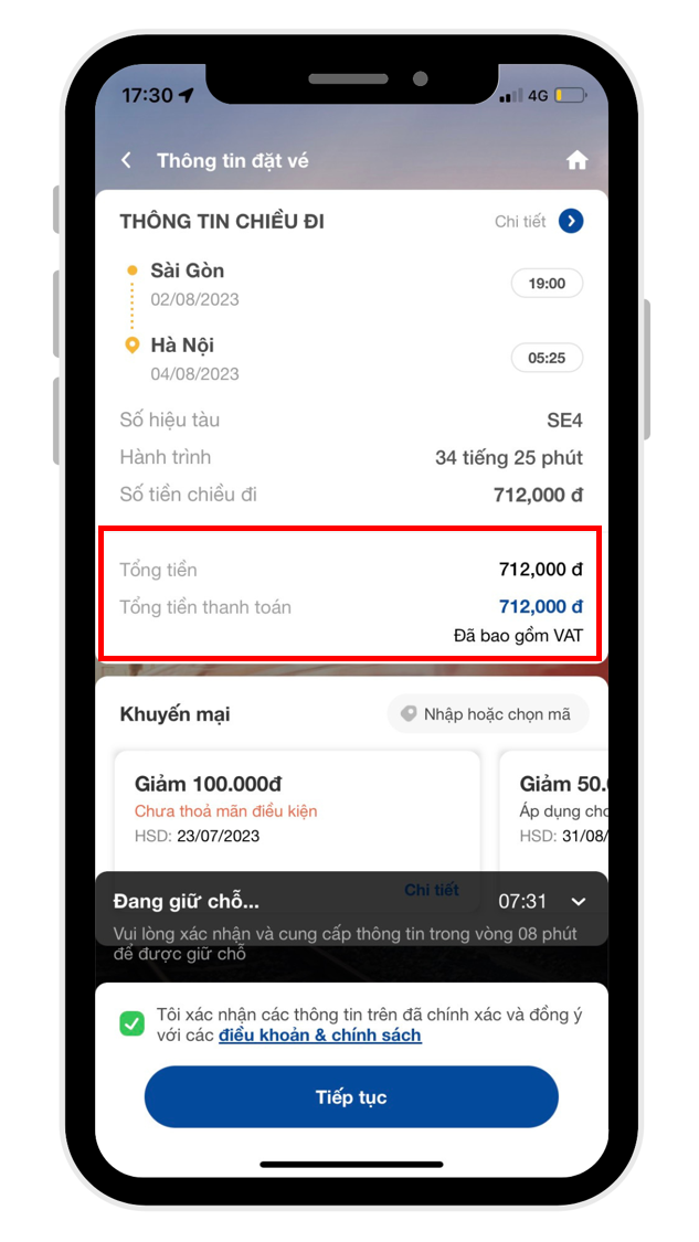 Giảm gi&aacute; v&eacute; t&agrave;u