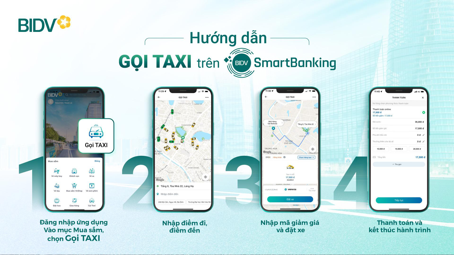 C&aacute;ch Đặt taxi tr&ecirc;n ứng dụng ng&acirc;n h&agrave;ng