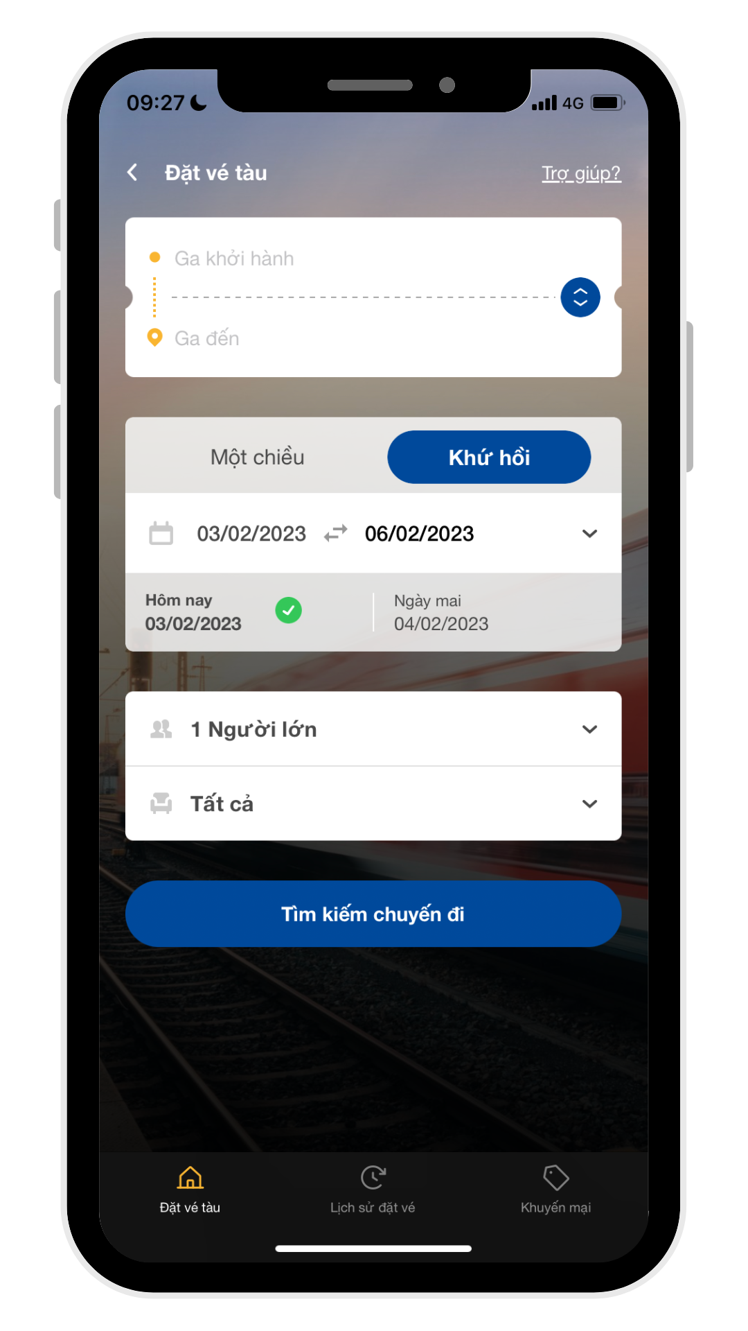 cách đặt vé tàu