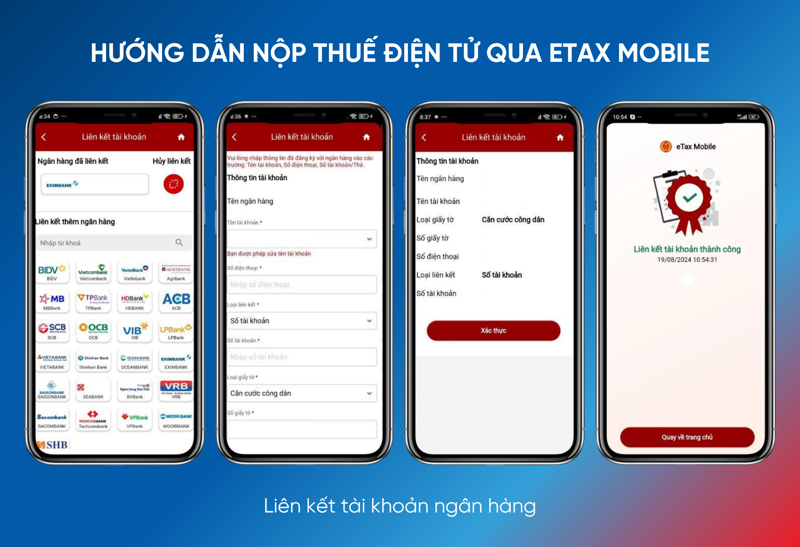 Người nộp thuế liên kết tài khoản ngân hàng để thanh toán tiền thuế