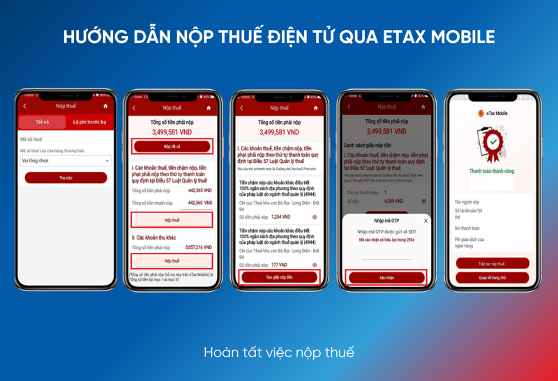 Người nộp thuế thực hiện tạo giấy nộp tiền và thanh toán tiền thuế
