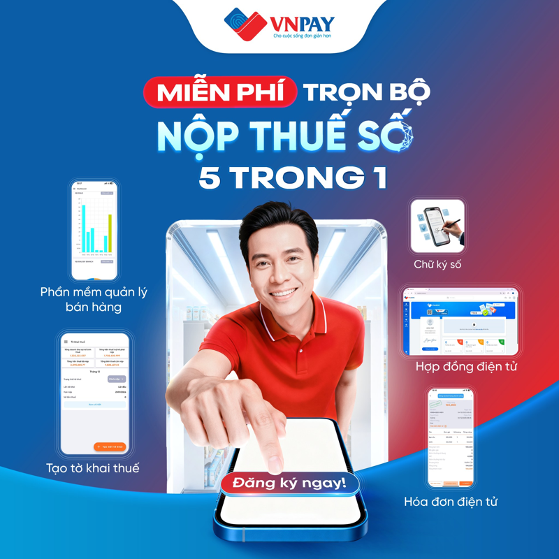 VNPAY cung cấp bộ giải pháp đồng bộ All-in-One giúp hộ kinh doanh quản lý thanh toán, hóa đơn và kê khai thuế thuận tiện hơn