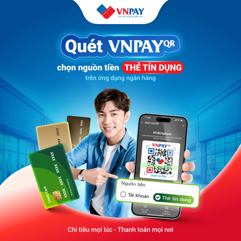 VNPAY-QR cho phép người mua trích tiền từ thẻ tín dụng để thanh toán đơn hàng, giúp gia tăng nguồn tiền và mở rộng khả năng chi tiêu tiện lợi