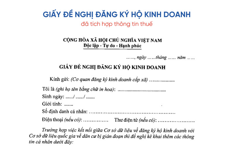 Ở luồng 1, giấy đề nghị đăng k&yacute; hộ kinh doanh đ&atilde; t&iacute;ch hợp sẵn th&ocirc;ng tin đăng k&yacute; m&atilde; số thuế, chủ hộ kh&ocirc;ng cần nộp th&ecirc;m tờ khai đăng k&yacute; thuế ri&ecirc;ng