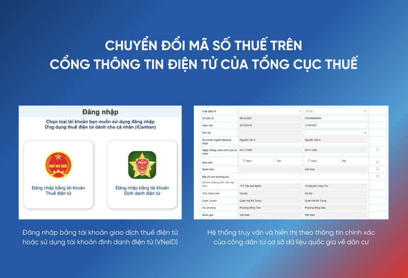 Chuyển đổi m&atilde; số thuế đồng bộ với m&atilde; số định danh qua cổng th&ocirc;ng tin điện tử của Tổng cục Thuế