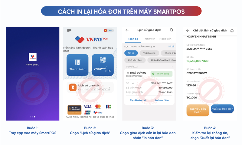 Hướng dẫn các bước in lại hoá đơn trên máy SmartPOS